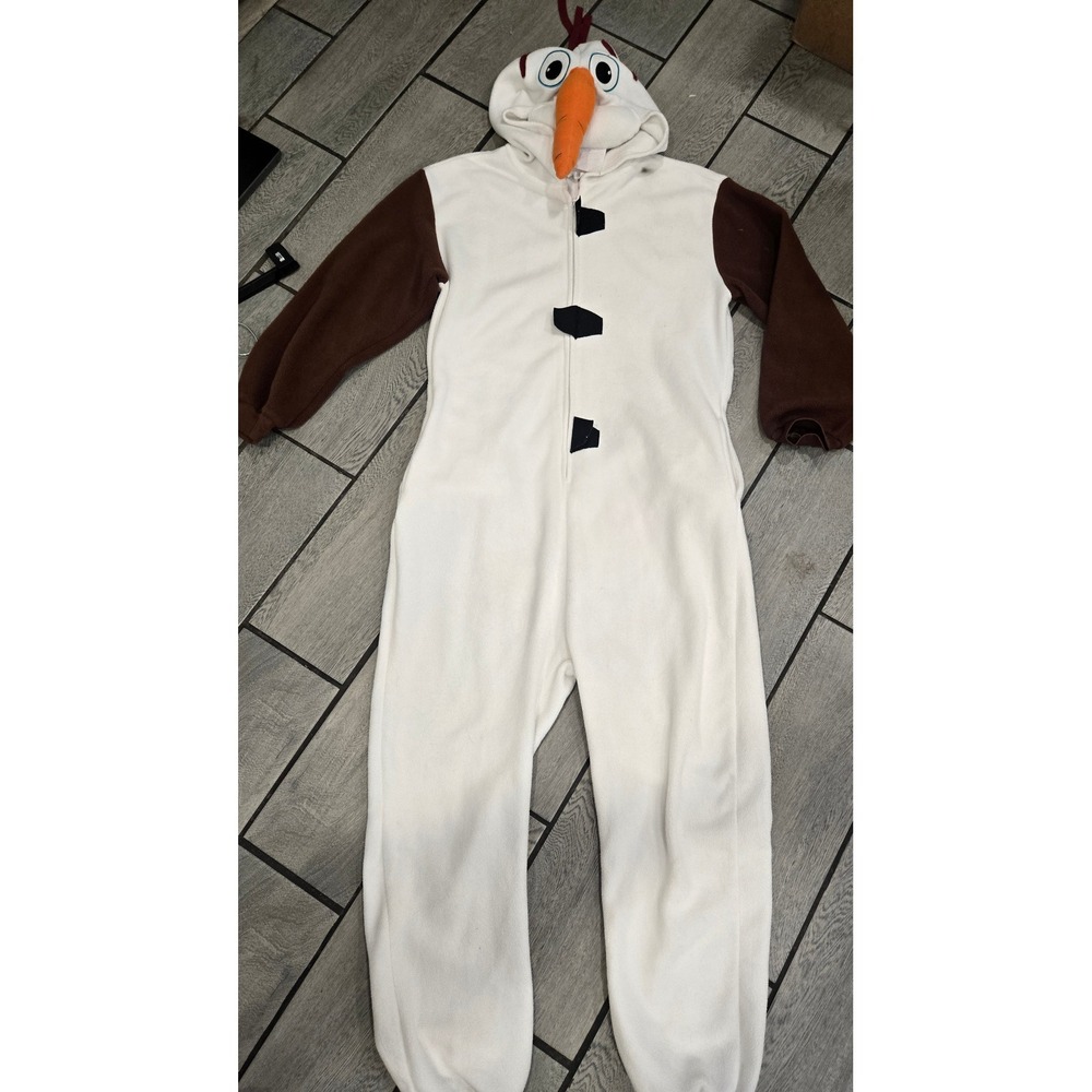 Disney Frozen Olaf Fleece Union Suit Pajamas Costume Women XL White Brown
